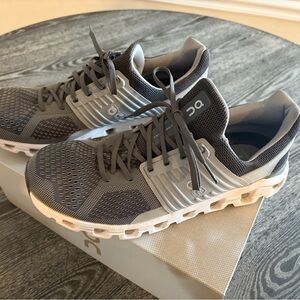 On Running Charcoal and White Sneakers